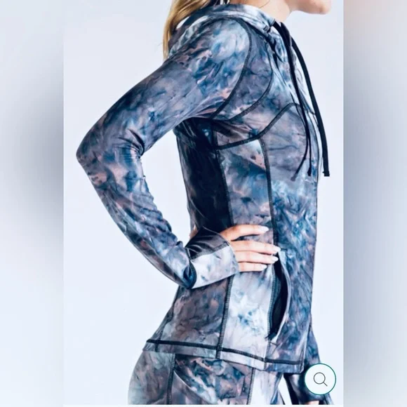 Rae Mode Marble Tie Dye Fitted Jacket Hoodie 2XL NWOT Athletic Zip - Picture 2 of 11